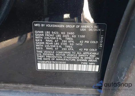 2024 Volkswagen Id.4 Standard z USA, uszkodzony, nr VIN 1V2BMPE87RC015030